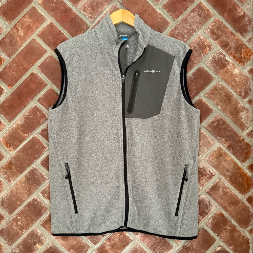 Eddie Bauer First Ascent Vest Mens Size Large Gray Fleece Full Zip Gorpcore - Picture 1 of 8